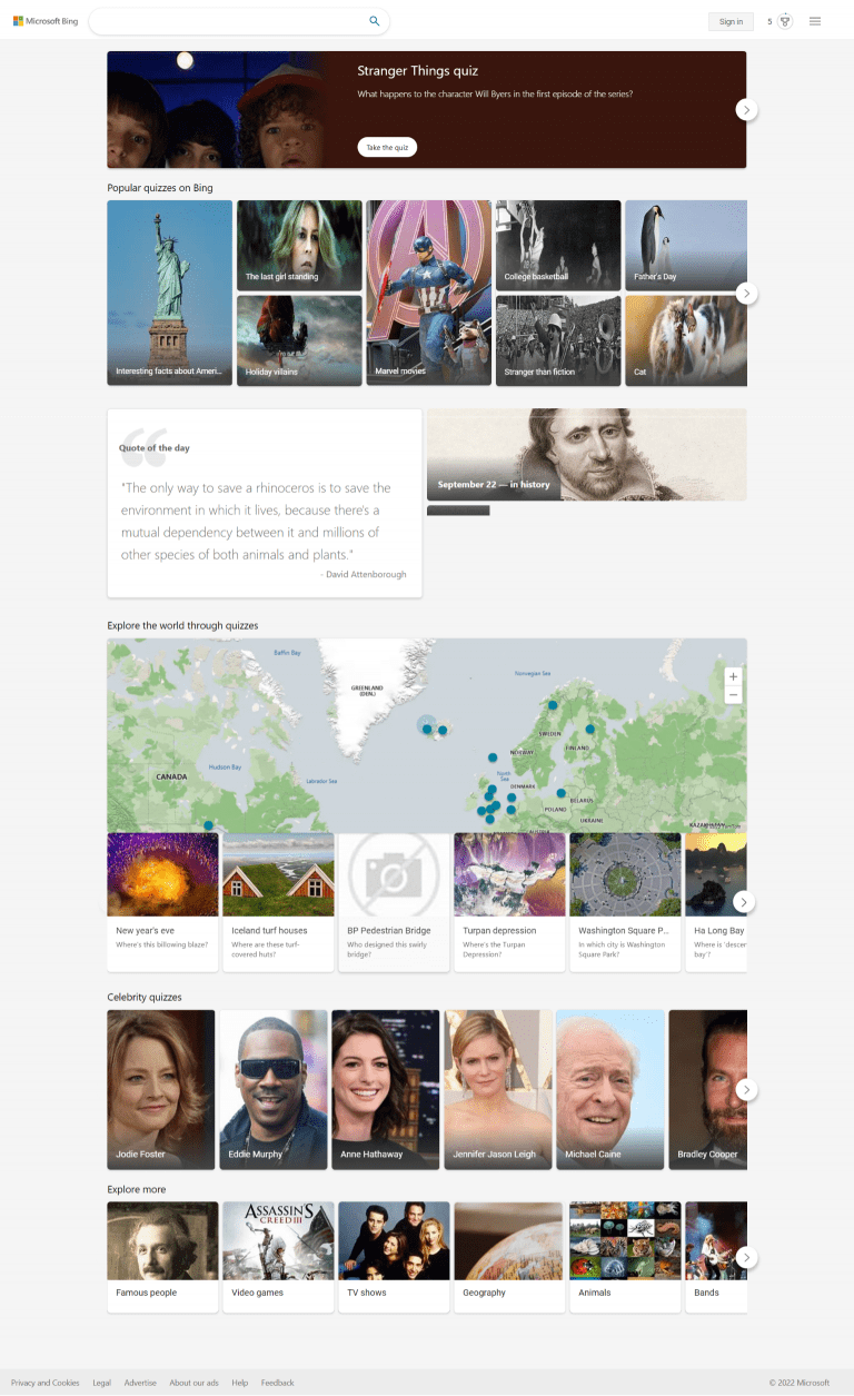 Bing Homepage Quiz Answer Questions Win Rewards Daily Contributor