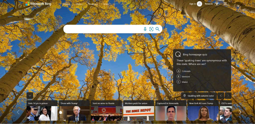 Bing Homepage Quiz – Answer Questions, Win Rewards