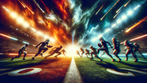 DALL·E 2023 12 19 16.09.57 A dramatic and captivating image for a featured article about the NFL Week 15 showcasing the intensity and unpredictability of the playoff race. The